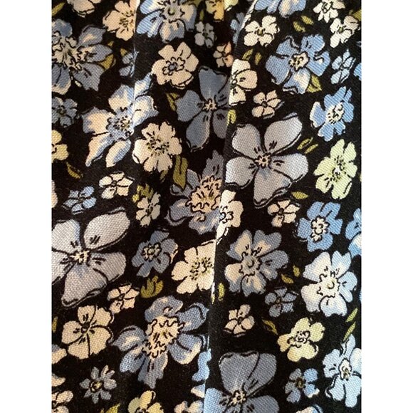 H&M Divided Blue Floral Shorts Silky High Elastic Waist Women NO Tag - Picture 2 of 6